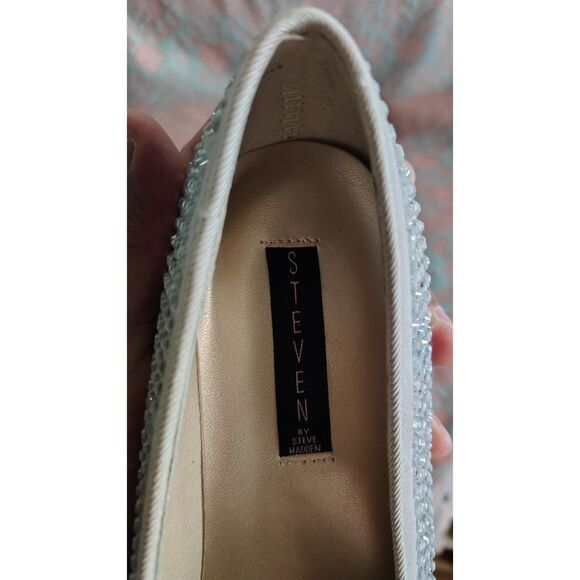 Steven by Steve Madden Women's Grey Rhinestone Studded Loafers Size 9M - Picture 4 of 8
